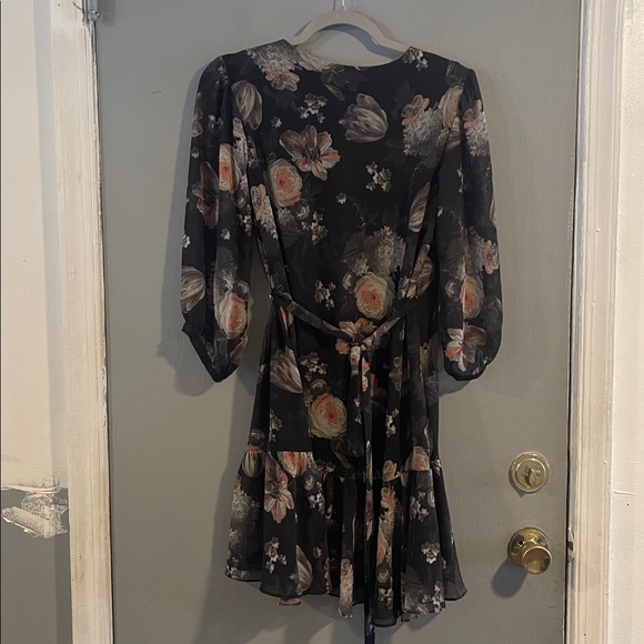 ALL SAINTS Jade Eden floral wrap mini dress size XS black long sleeve - Picture 12 of 12